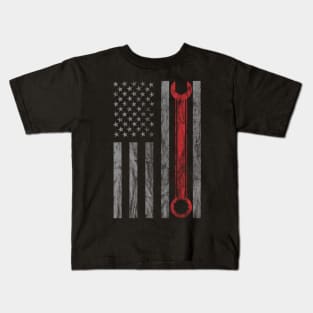 Distressed Mechanic Usa Flag Kids T-Shirt